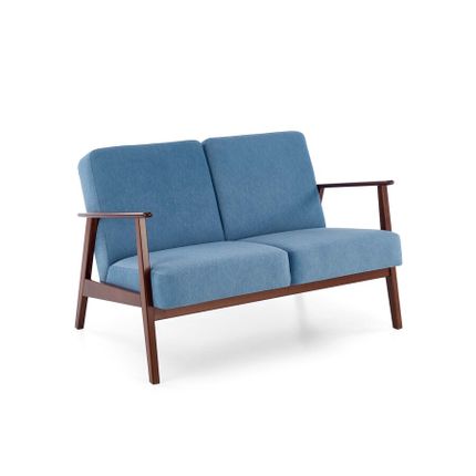 Sofa 2-osobowa MILANO 2S - niebieski/ciemny orzech