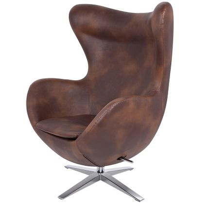 Fotel EGG SZEROKI PU - brąz vintage koniak