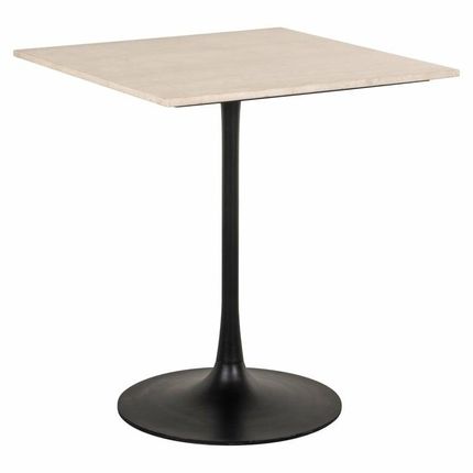 Stolik barowy TAVOLO II 70x70 - biały marmur/czarny