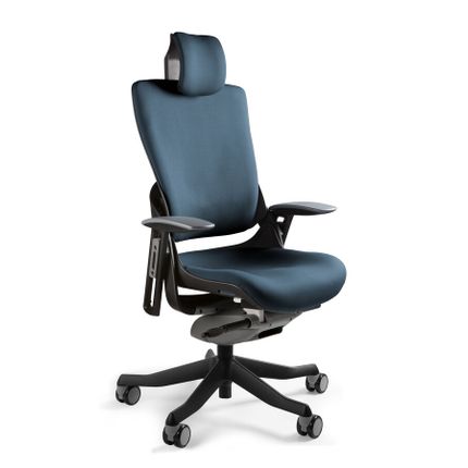 Fotel obrotowy WAU 2 tkanina - czarny/niebieski BL414