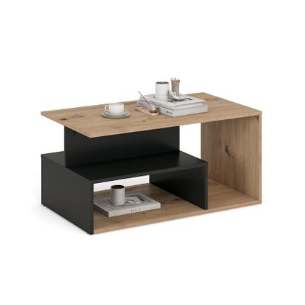 Ława z półkami IVA - dąb artisan/czarny