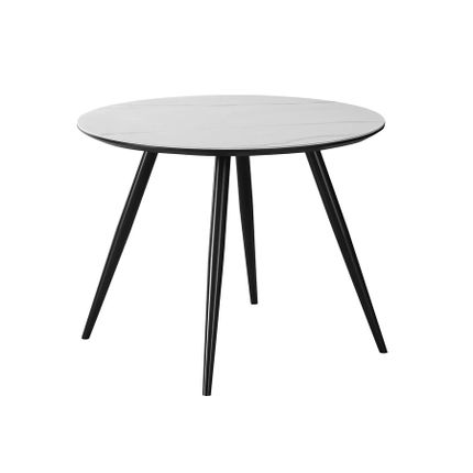 Stół okrągły IDEAL CERAMIC 100 cm - biały marmur/czarny