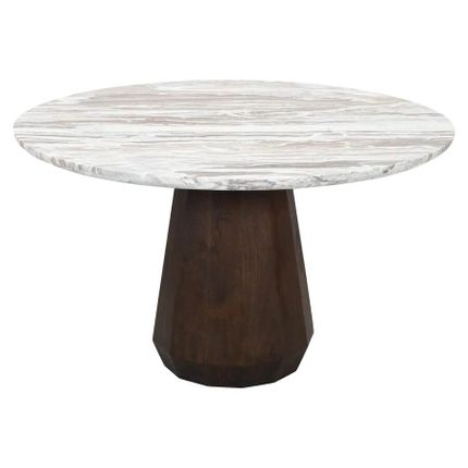 Stół okrągły OBEROY 130 cm - beżowy/brązowy