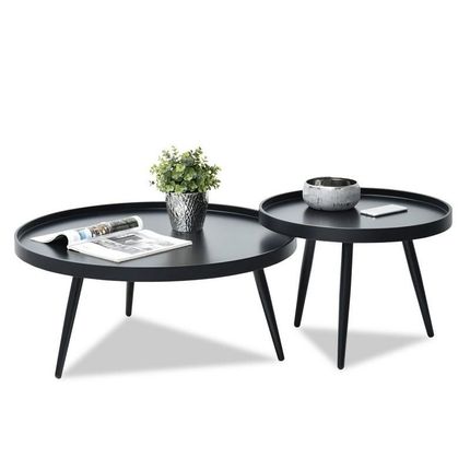 Zestaw dwóch stolików kawowych LAVIN S+XL - czarny