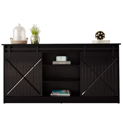 Komoda 2-drzwiowa WINDSOR 160 cm - czarny mat/czarny połysk