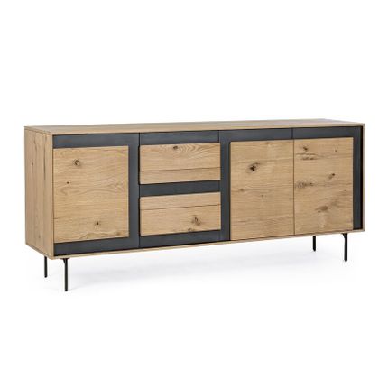 Komoda STANWOOD 3DO 3DR - naturalny/czarny