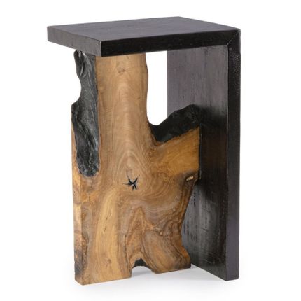 Stolik drewniany SHERWOOD 35x30 - czarny/naturalny