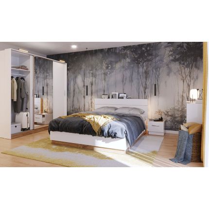Łóżko z pojemnikiem 140x200 DENTRO DT-02 - biały/dąb stirling