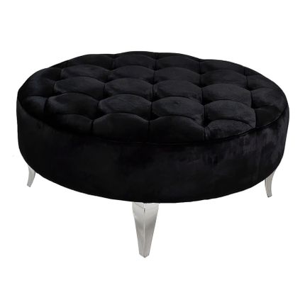 Pufa okrągła welurowa POUF004 - czarny