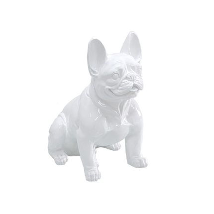 Figura siedzącego psa BULDOG FRANCUSKI A258 - biały