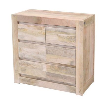 Komoda drewniana MILANO 6 szuflad - mango naturalne