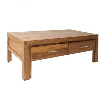 Stolik kawowy drewniany z dwiema szufladami MODENA - palisander teak