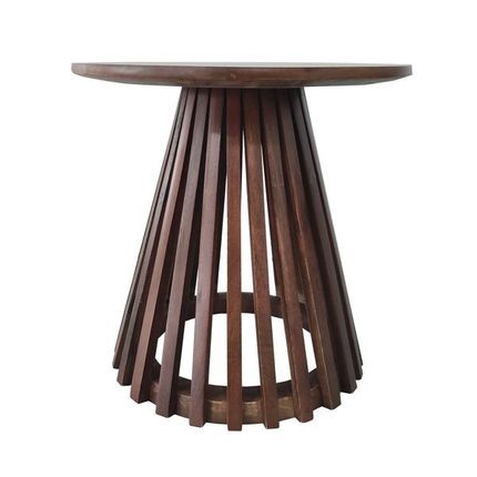 Stolik kawowy drewniany okrągły STOCKHOLM 50 cm - mango orzech włoski