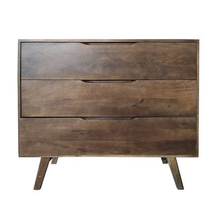 Komoda drewniana z trzema szufladami STOCKHOLM - mango orzech włoski
