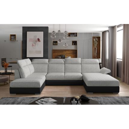 Narożnik rozkładany EVANELL - tkanina Berlin 01/ekoskóra Soft 11