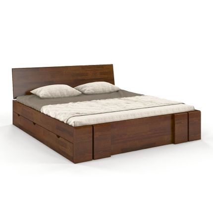 Łóżko drewniane sosnowe z szufladami VESTRE Maxi&DR 180x200 - orzech