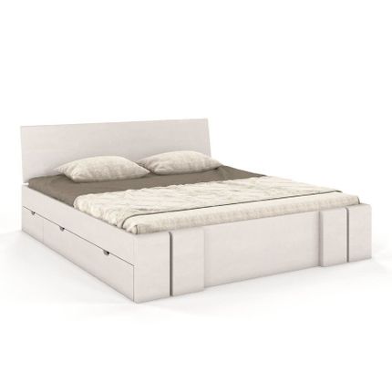 Łóżko drewniane bukowe z szufladami VESTRE Maxi&DR 140x20 - biały