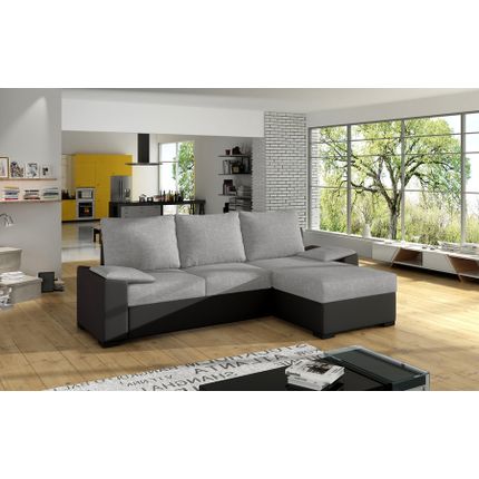 Narożnik rozkładany LUSSO - tkanina Sawana 21/ekoskóra Soft 11