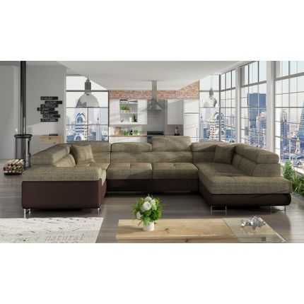 Narożnik rozkładany LETTO - tkanina Berlin 03/ekoskóra Soft 66