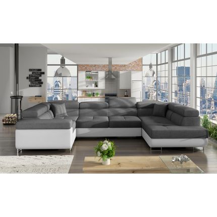 Narożnik rozkładany LETTO - tkanina Sawana 05/ekoskóra Soft 17