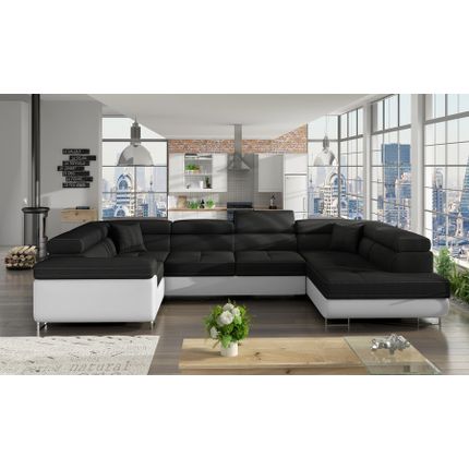 Narożnik rozkładany LETTO - tkanina Sawana 14/ekoskóra Soft 17