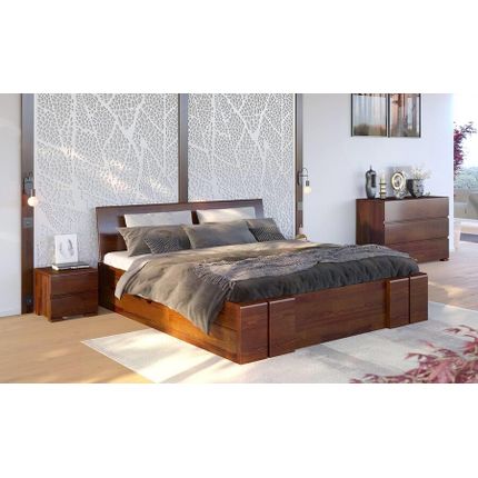 Łóżko drewniane sosnowe z szufladami VESTRE Maxi&DR 120x200 - orzech