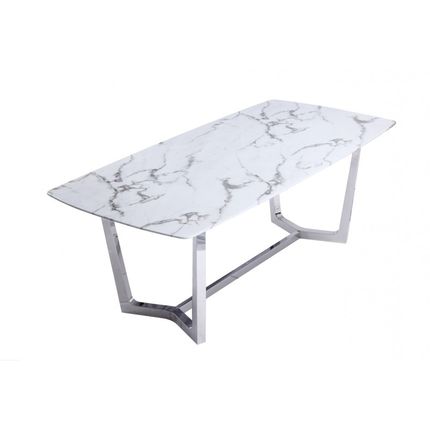 Stół WHITE CARRERA 180x90 - biały/srebrny