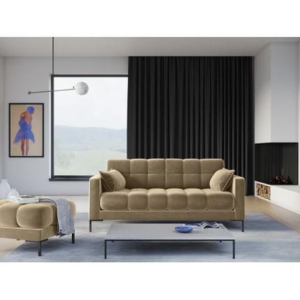 Aksamitna sofa 2-osobowa MAMAIA - czarne nogi