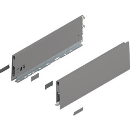 MERIVOBOX boki wysokość K (129 mm), dł.=400 mm, lewy/prawy, szary indium mat