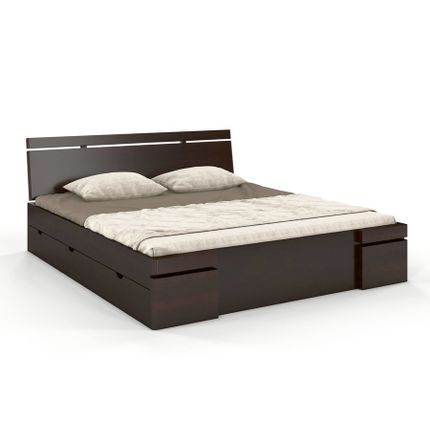 Łóżko drewniane sosnowe z szufladami SPARTA Maxi&DR 140x200 - palisander