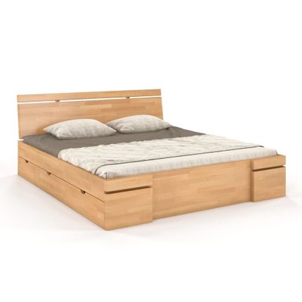 Łóżko drewniane bukowe z szufladami SPARTA Maxi&DR 160x200 - naturalny