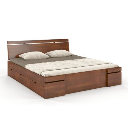 Łóżko drewniane bukowe z szufladami SPARTA Maxi&DR 160x200 - orzech