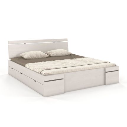 Łóżko drewniane sosnowe z szufladami SPARTA Maxi&DR 160x200 - biały