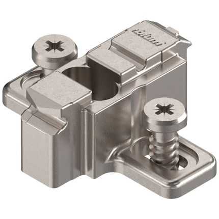 Prowadnik krzyżakowy do zawiasu CLIP - nikiel / dyst. 11 mm / wys. 19.5 mm / regul. wysokości / z Euro