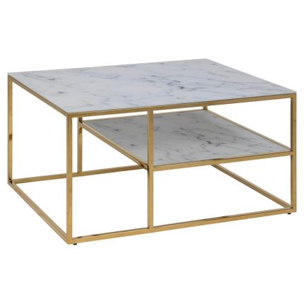 Stolik kawowy ALISMA 90x60 - biały/złoty