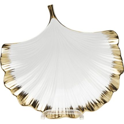 Półmisek porcelanowy GINKGO ELEGANCE RIM - biały/złoty