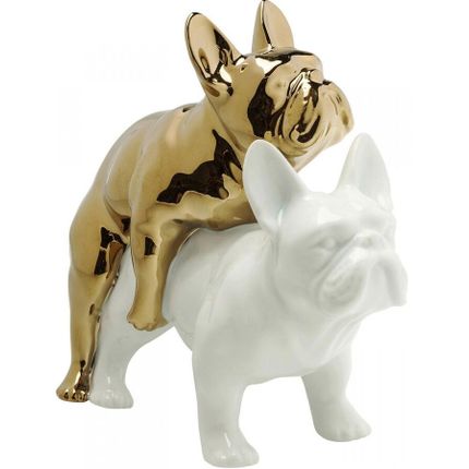 Figurka dekoracyjna LOVE DOGS - biały/złoty