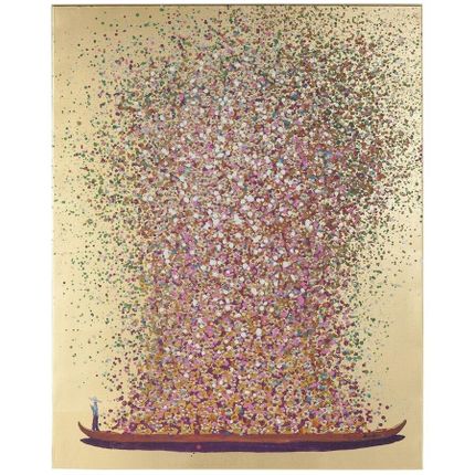 Obraz TOUCHED FLOWER BOAT 120x160 - złoty/różowy