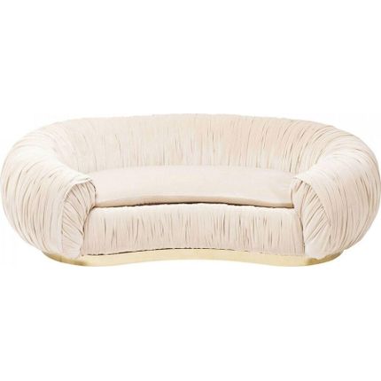 Sofa 2-osobowa welurowa PERUGIA - beżowy/złoty