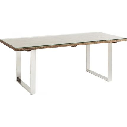Stół z drewna z recyklingu RUSTICO 200x90 - naturalny/srebrny