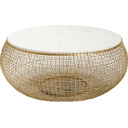 Stolik okrągły CESTA MARBLE 110 - biały/złoty
