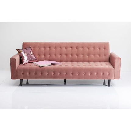 Sofa 3-osobowa rozkładana MILCHBAR - łososiowy/czarny