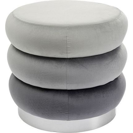 Puf okrągły welurowy SANDWICH - szary/srebrny