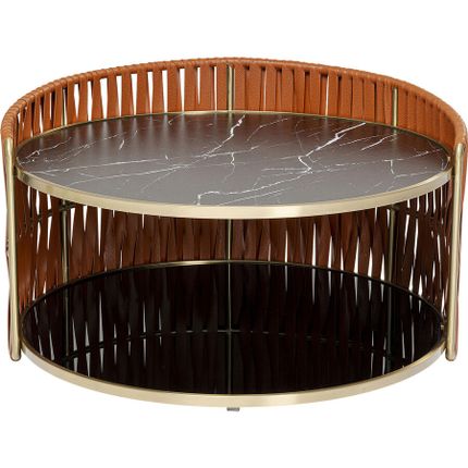 Stolik okrągły COPPER 86 - czarny/brązowy