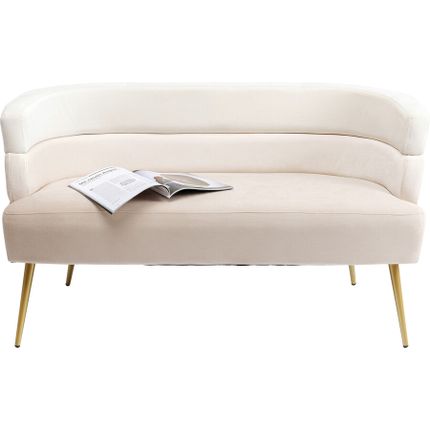 Sofa 2-osobowa welurowa SANDWICH - beżowy/złoty