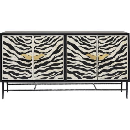Komoda 4-drzwiowa ZEBRA - czarny/biały
