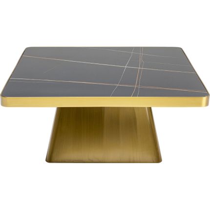 Stolik kawowy MILER 80x80 - czarny marmur/złoty