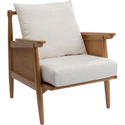 Fotel drewniany CANE - kremowy/jeison