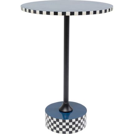 Stolik okrągły DOMERO CHECKERS 40 - niebieski/czarny