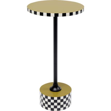 Stolik okrągły DOMERO CHECKERS 25 - oliwkowy/czarny